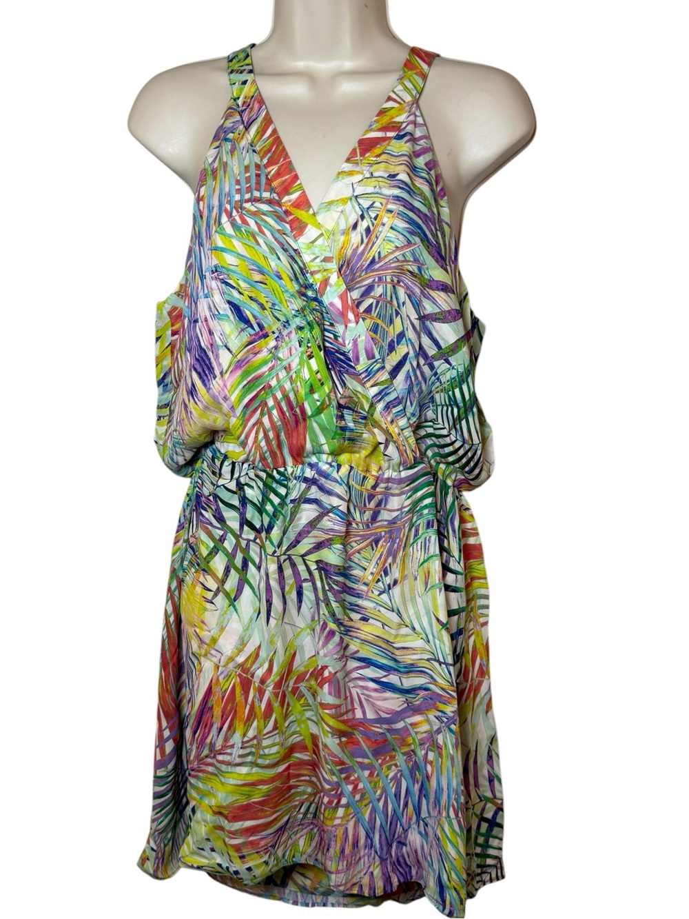 Parker kits Palmetto silk dress large palm print